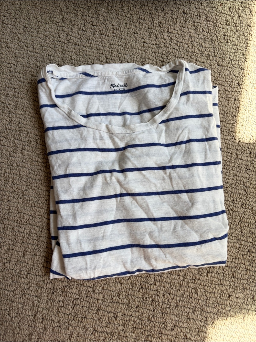 Madewell Men Navy & White Striped Short Sleeve Tee